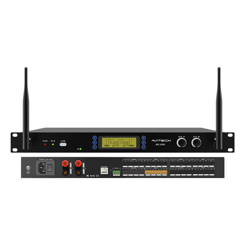 Amplificador DSP de 4 canales con micrófono inalámbrico